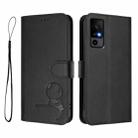 For TCL 40 R 5G / Sharp Aquos V6 Litter Panda Embossing RFID Leather Phone Case with Lanyard(Black) - 2