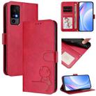 For TCL 40 R 5G / Sharp Aquos V6 Litter Panda Embossing RFID Leather Phone Case with Lanyard(Rose Red) - 1