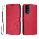 For TCL 40 R 5G / Sharp Aquos V6 Litter Panda Embossing RFID Leather Phone Case with Lanyard(Rose Red) - 2