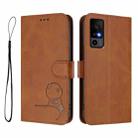 For TCL 40 R 5G / Sharp Aquos V6 Litter Panda Embossing RFID Leather Phone Case with Lanyard(Brown) - 2