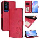 For TCL 50 5G / 50 XE NxtPaper / 50 XE Litter Panda Embossing RFID Leather Phone Case with Lanyard(Rose Red) - 1