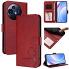 For TCL 50 Pro NxtPaper / 50 Nxtpaper Litter Panda Embossing RFID Leather Phone Case with Lanyard(Wine Red) - 1