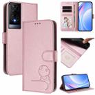 For TCL 50 XE Litter Panda Embossing RFID Leather Phone Case with Lanyard(Pink) - 1