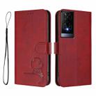 For TCL 50 XE Litter Panda Embossing RFID Leather Phone Case with Lanyard(Wine Red) - 2