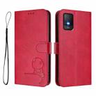 For TCL 403 / Vodafone Smart M23 Litter Panda Embossing RFID Leather Phone Case with Lanyard(Rose Red) - 2