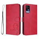 For TCL 405 / 406 / 406s / 408 T506D Litter Panda Embossing RFID Leather Phone Case with Lanyard(Rose Red) - 2