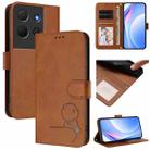 For TCL 503 Litter Panda Embossing RFID Leather Phone Case with Lanyard(Brown) - 1