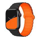 For Apple Watch 42 / 44 / 45 / 46 / 49mm xDfind Magnetic Three-bead Silicone Watch Band(Black Orange) - 1