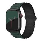 For Apple Watch 42 / 44 / 45 / 46 / 49mm xDfind Magnetic Three-bead Silicone Watch Band(Dark Green Black) - 1