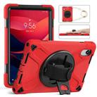 For Lenovo Xiaoxin Pad 11 2025 Rotatable Holder Silicone Hybrid PC Tablet Case with Shoulder Strap(Red) - 1
