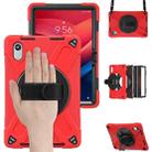 For Lenovo Xiaoxin Pad 11 2025 Rotatable Holder Silicone Hybrid PC Tablet Case with Shoulder Strap(Red) - 2