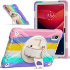 For Lenovo Xiaoxin Pad 11 2025 Rotatable Holder Silicone Hybrid PC Tablet Case with Shoulder Strap(Colorful Pink) - 2