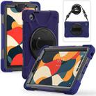 For Lenovo Tab One / K9 Rotatable Holder Silicone Hybrid PC Tablet Case with Shoulder Strap(Navy Blue) - 1