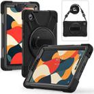 For Lenovo Tab One / K9 Rotatable Holder Silicone Hybrid PC Tablet Case with Shoulder Strap(Black) - 1