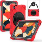 For Lenovo Tab One / K9 Rotatable Holder Silicone Hybrid PC Tablet Case with Shoulder Strap(Red) - 1