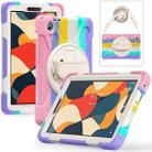 For Lenovo Tab One / K9 Rotatable Holder Silicone Hybrid PC Tablet Case with Shoulder Strap(Colorful Pink) - 1