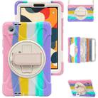 For Lenovo Tab One / K9 Rotatable Holder Silicone Hybrid PC Tablet Case with Shoulder Strap(Colorful Pink) - 2