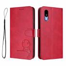 For Kyocera Basio Active3 Litter Panda Embossing RFID Leather Phone Case with Lanyard(Rose Red) - 2