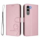 For Fujitsu Arrows We2 Plus F-51E Litter Panda Embossing RFID Leather Phone Case with Lanyard(Pink) - 2