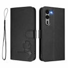 For Fujitsu Arrows We2 Plus F-51E Litter Panda Embossing RFID Leather Phone Case with Lanyard(Black) - 2