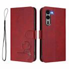 For Fujitsu Arrows We2 Plus F-51E Litter Panda Embossing RFID Leather Phone Case with Lanyard(Wine Red) - 2