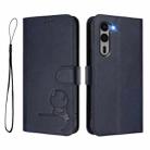 For Fujitsu Arrows We2 Plus F-51E Litter Panda Embossing RFID Leather Phone Case with Lanyard(Blue) - 2