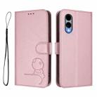 For Fujitsu Arrows We2 F-52E Litter Panda Embossing RFID Leather Phone Case with Lanyard(Pink) - 2