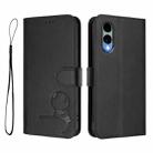For Fujitsu Arrows We2 F-52E Litter Panda Embossing RFID Leather Phone Case with Lanyard(Black) - 2
