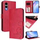 For Fujitsu Arrows We2 F-52E Litter Panda Embossing RFID Leather Phone Case with Lanyard(Rose Red) - 1