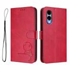 For Fujitsu Arrows We2 F-52E Litter Panda Embossing RFID Leather Phone Case with Lanyard(Rose Red) - 2