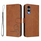 For Fujitsu Arrows We2 F-52E Litter Panda Embossing RFID Leather Phone Case with Lanyard(Brown) - 2