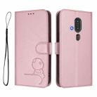 For Fujitsu FCNT Rakuraku F-53E Litter Panda Embossing RFID Leather Phone Case with Lanyard(Pink) - 2
