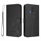 For Fujitsu FCNT Rakuraku F-53E Litter Panda Embossing RFID Leather Phone Case with Lanyard(Black) - 2