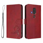 For Fujitsu FCNT Rakuraku F-53E Litter Panda Embossing RFID Leather Phone Case with Lanyard(Wine Red) - 2