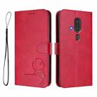 For Fujitsu FCNT Rakuraku F-53E Litter Panda Embossing RFID Leather Phone Case with Lanyard(Rose Red) - 2