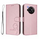 For Sharp Aquos R7 SH-52C Litter Panda Embossing RFID Leather Phone Case with Lanyard(Pink) - 2