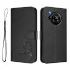 For Sharp Aquos R7 SH-52C Litter Panda Embossing RFID Leather Phone Case with Lanyard(Black) - 2