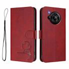For Sharp Aquos R7 SH-52C Litter Panda Embossing RFID Leather Phone Case with Lanyard(Wine Red) - 2