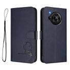 For Sharp Aquos R7 SH-52C Litter Panda Embossing RFID Leather Phone Case with Lanyard(Blue) - 2