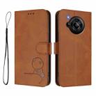 For Sharp Aquos R7 SH-52C Litter Panda Embossing RFID Leather Phone Case with Lanyard(Brown) - 2