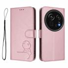 For Sharp Aquos R9 Pro SH-54E Litter Panda Embossing RFID Leather Phone Case with Lanyard(Pink) - 2