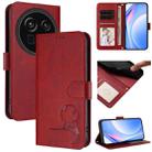 For Sharp Aquos R9 Pro SH-54E Litter Panda Embossing RFID Leather Phone Case with Lanyard(Wine Red) - 1
