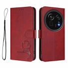 For Sharp Aquos R9 Pro SH-54E Litter Panda Embossing RFID Leather Phone Case with Lanyard(Wine Red) - 2
