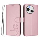 For Sharp Aquos Sense9 Plus Litter Panda Embossing RFID Leather Phone Case with Lanyard(Pink) - 2