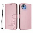 For Sharp Aquos wish5 Litter Panda Embossing RFID Leather Phone Case with Lanyard(Pink) - 2