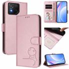 For Asus ROG Phone 8 / 8 Pro Litter Panda Embossing RFID Leather Phone Case with Lanyard(Pink) - 1