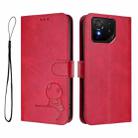For Asus ROG Phone 9 / 9 Pro Litter Panda Embossing RFID Leather Phone Case with Lanyard(Rose Red) - 2