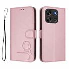 For Blackview Oscal Flat 1C Litter Panda Embossing RFID Leather Phone Case with Lanyard(Pink) - 2