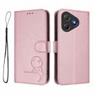 For Blackview Oscal Flat 2 / 2C Litter Panda Embossing RFID Leather Phone Case with Lanyard(Pink) - 2