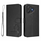 For Blackview Oscal Flat 2 / 2C Litter Panda Embossing RFID Leather Phone Case with Lanyard(Black) - 2